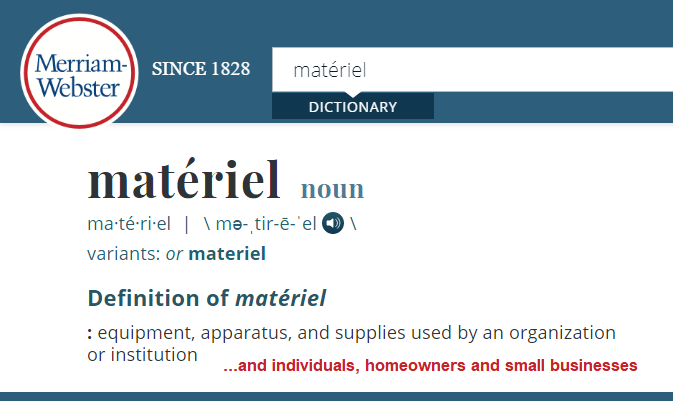 Matériel: Expanded Definition