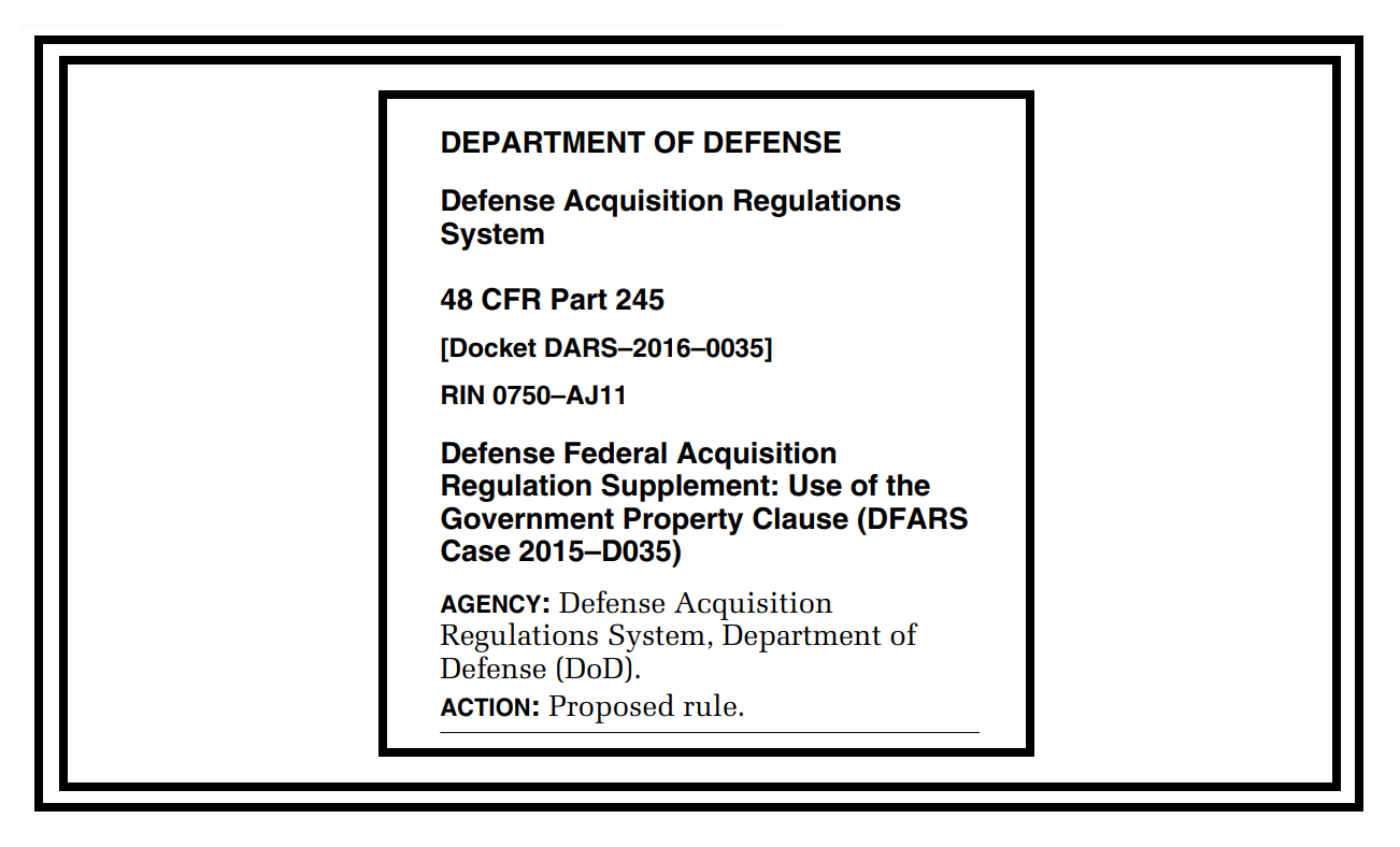 Docket DARS–2016–0035 (DFARS Case 2015-D035) - My Property ID Registry