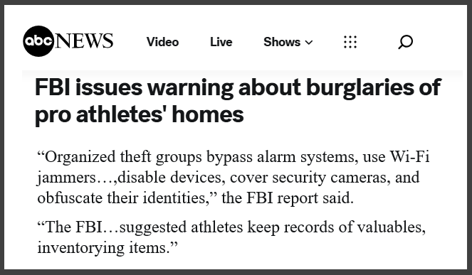 FBI Issues Warning About Burglaries