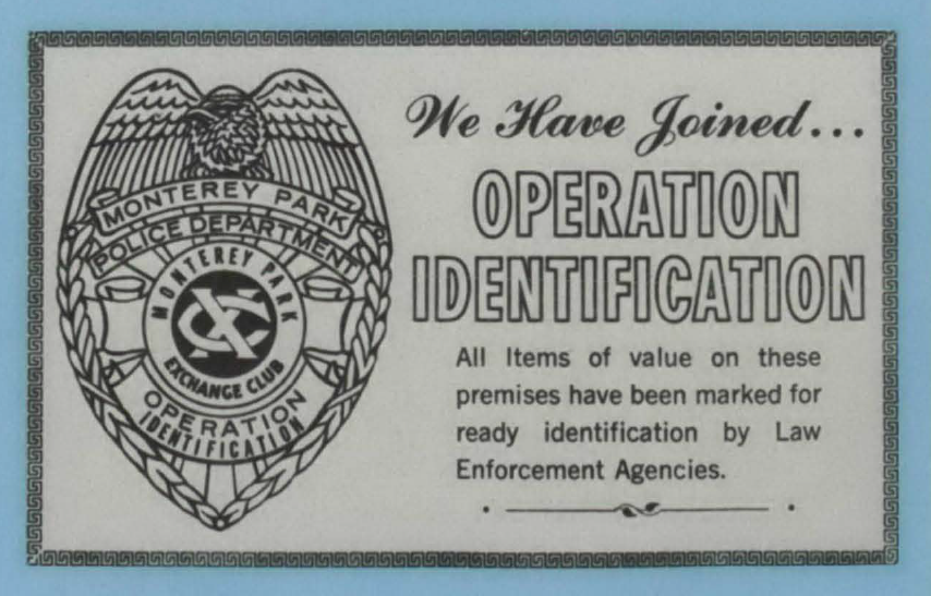 Operation Identification by Everett Holladay